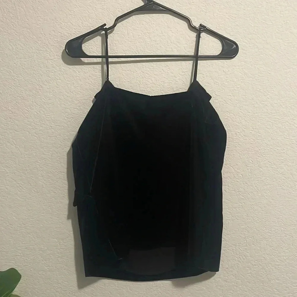 JCrew size 6 black velvet ruffle cami/tank - Picture 4 of 5